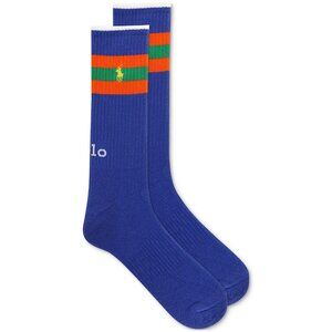 Polo Ralph Lauren Men's Athletic Rugby Stripe Crew Socks Blue Size 10-13 B4HP
